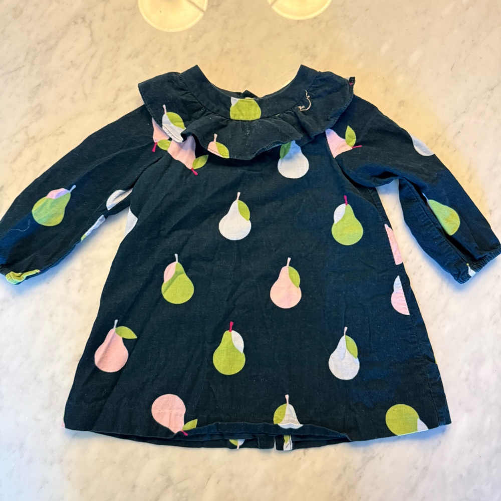 Jacadi Navy Blue Pear Print Kids Blouse corduroy 18 months
